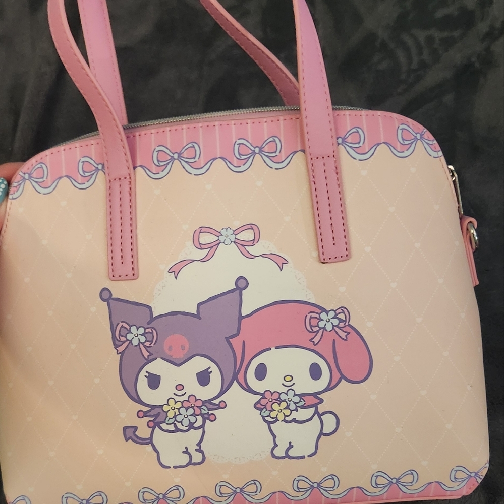 Pink and Cream Kuromi And My Melody Bag